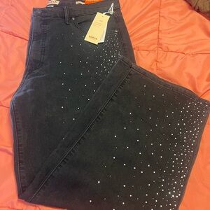 Sofia by Sofia Vergara Black Studded Ankle Jeans